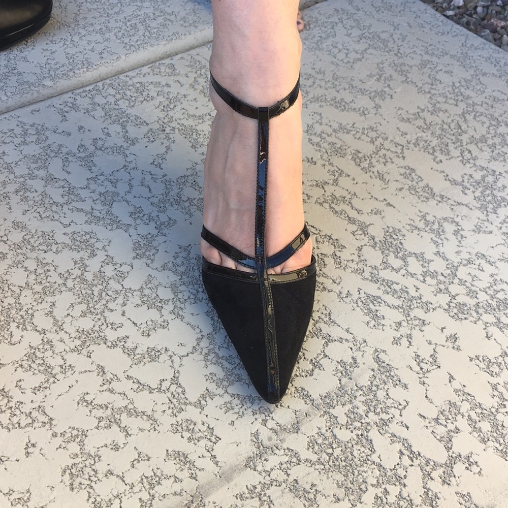 Ralph Lauren suede and patent leather heels size 8
